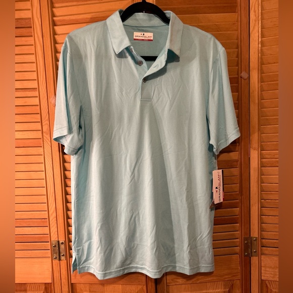 NEW Grand Slam Polo Golf Men’s Performance Radiance Medium Sky Blue Retail $60 - Picture 1 of 8
